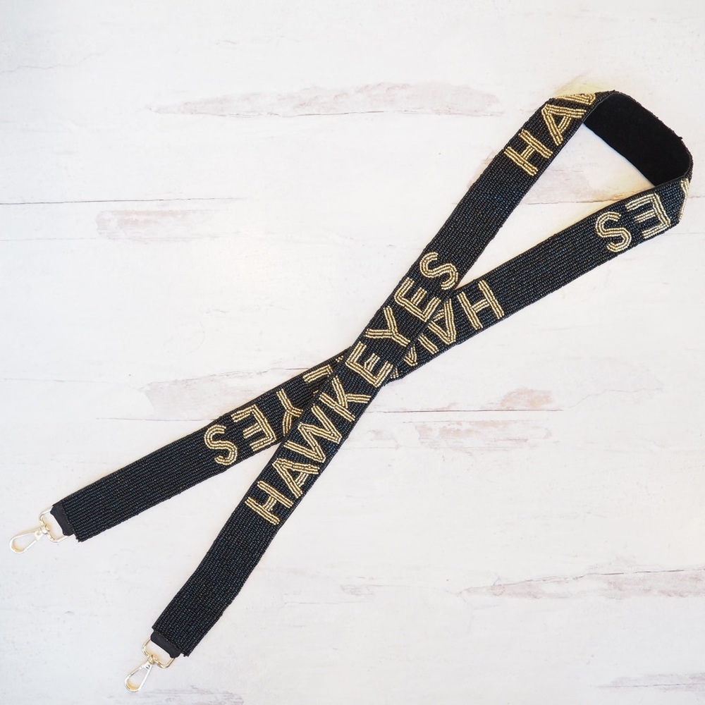 Headed Iowa Hawkeyes Game Day Collegiate Purse Strap-Black